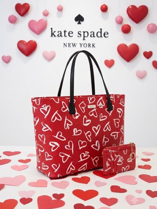 kate spade Handbags - Kate Spade Lipstick Hearts Tote & Cardholder
